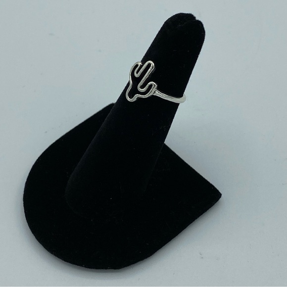 Vintage Retro Silver Cactus Plant Desert Ring - Picture 2 of 6